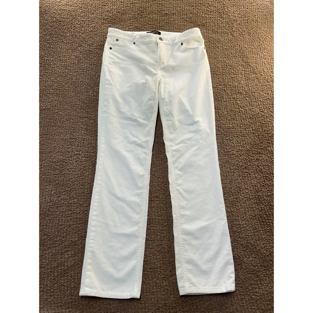 Talbots Flawless Five-Pocket White Corduroy Straight Leg Pants Womens 4P Petite